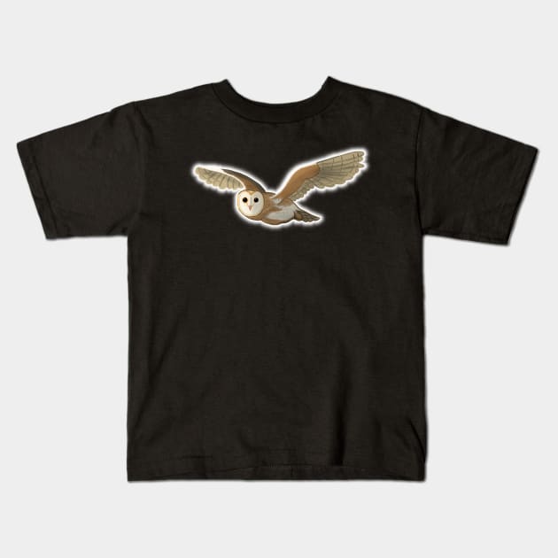 Barn Owl Glow Kids T-Shirt by Aeriskate